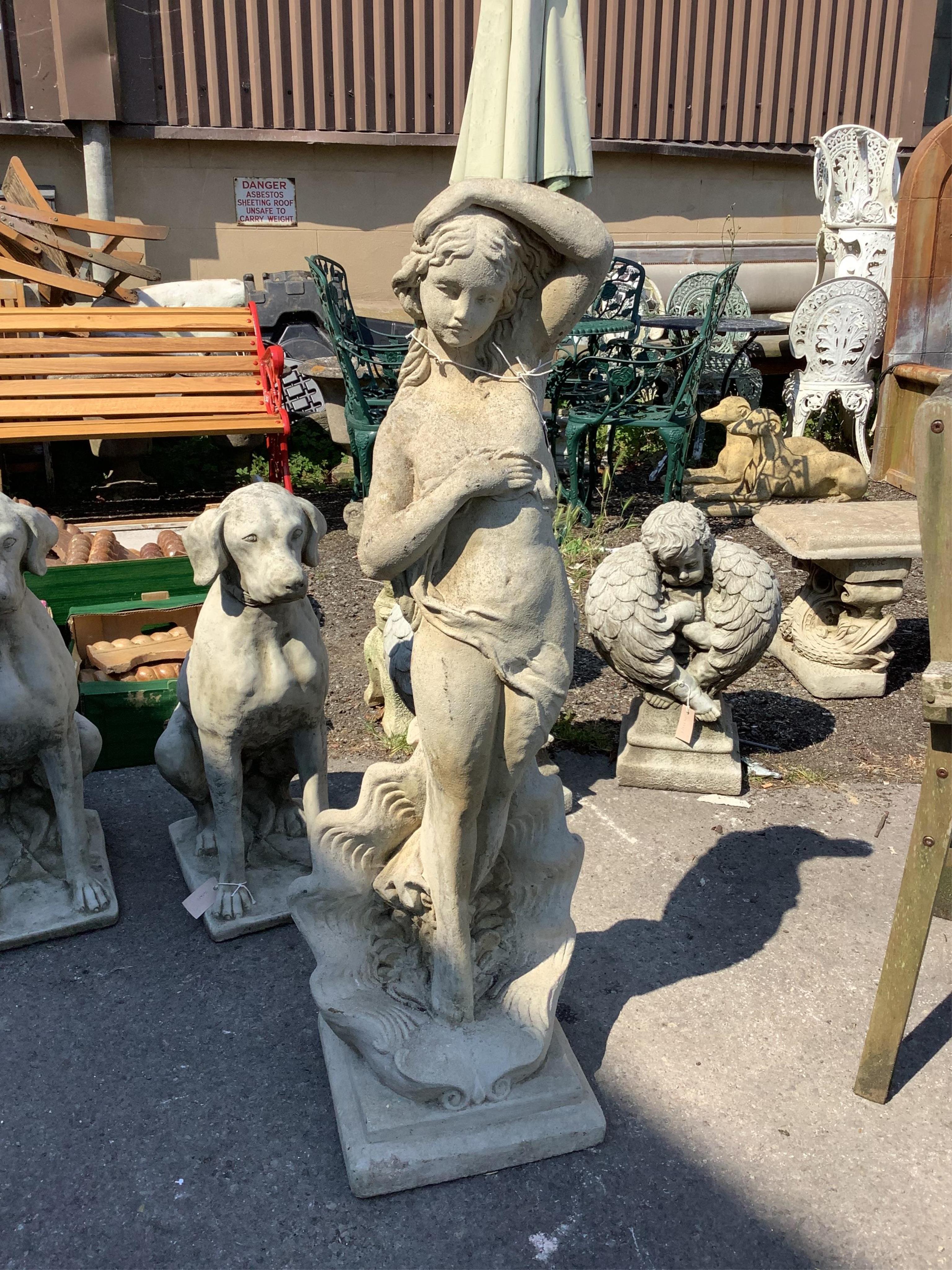 A reconstituted stone 'Venus' garden statue, height 112cm. Condition - good